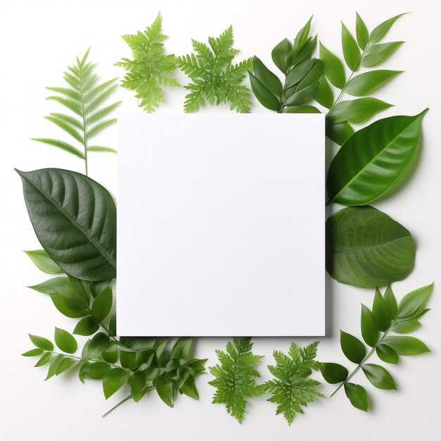 Photo leaf frame nature tree nature paper mockup generative ai