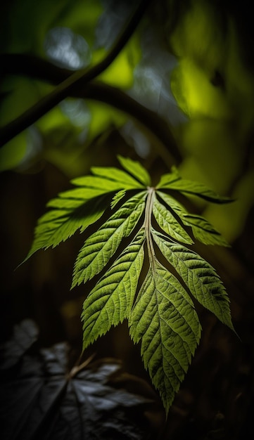 A leaf from a tree in the forest