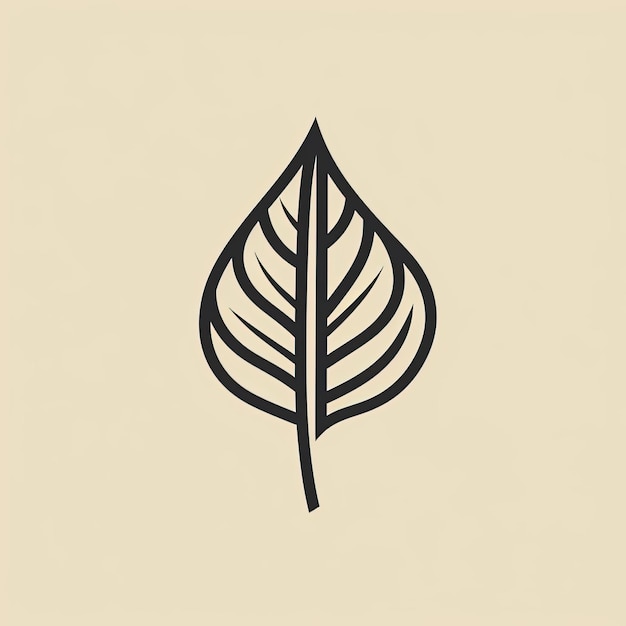 a leaf icon created by hand drawn black lines in the style of matte drawing