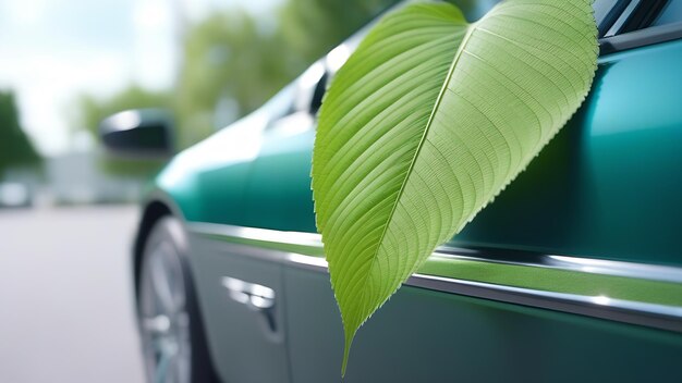 Photo a leaf is on the side of a car