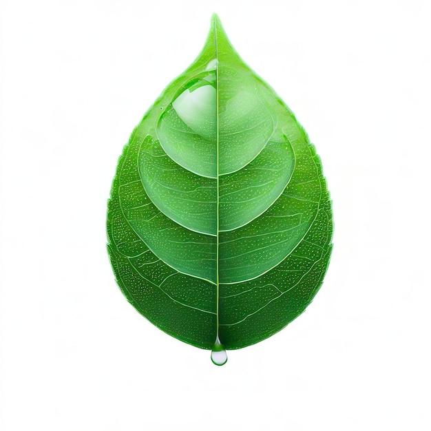 leaf lemon with drop of water isolated on white background Green leaves pattern