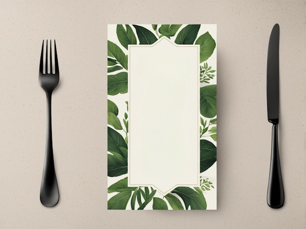 Photo leaf menu card mockup design