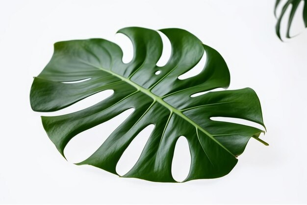 A leaf of a monster plant is shown on a white background.