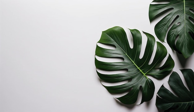 A leaf of monstera plant on a white background