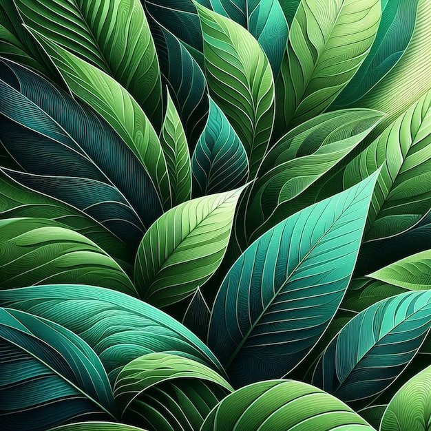 잎 자연 배경 패턴 일러스트 식물 배경 디자인 추상 활기찬 녹색 자연 벽지 일러스트