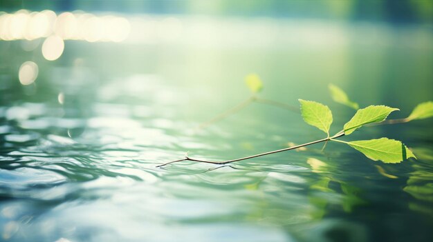 写真 水の湖や池の表面にある葉