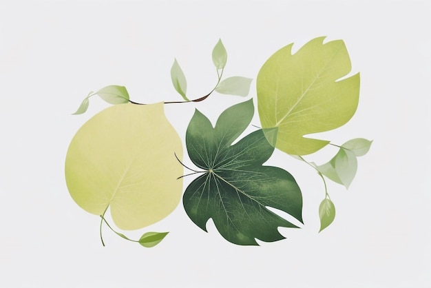 Photo leaf only nature inspired colors vector white background