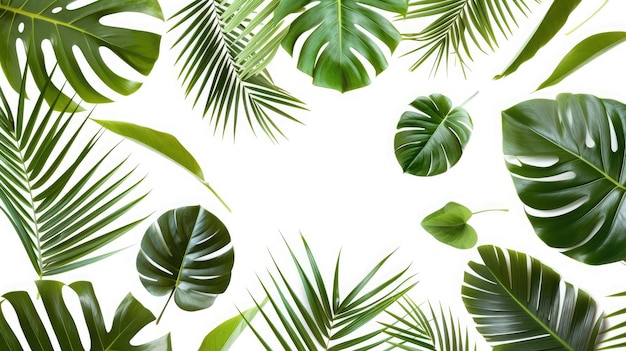 Photo leaf palm collection of green leaves pattern isolated on white background