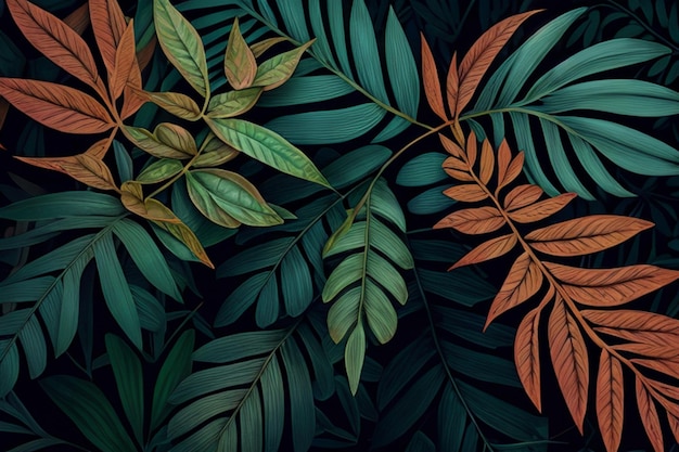 Leaf patterned nature illustration abstract plant design