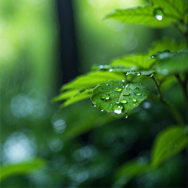leaf in rain day