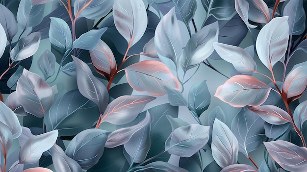 leaf seamless pattern watercolor background