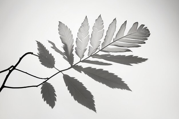 Leaf shadow on white background