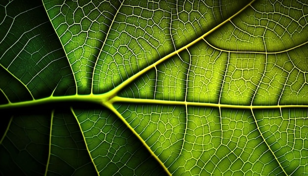 정맥과 세포가 있는 잎 질감 잎 배경 Generative Ai