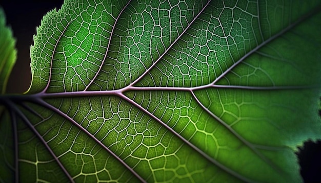 Leaf texture leaf background with veins and cells Generative Ai