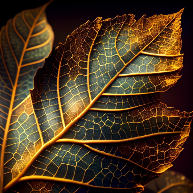 Текстура листа поверхность листья прожилки макросъемка Генеративный ИИ