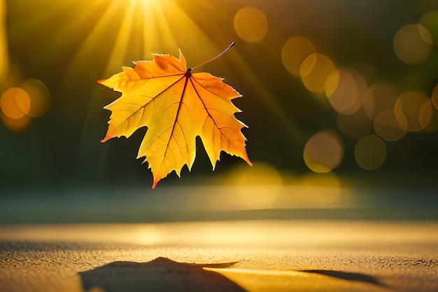 A leaf that has the word autumn on it