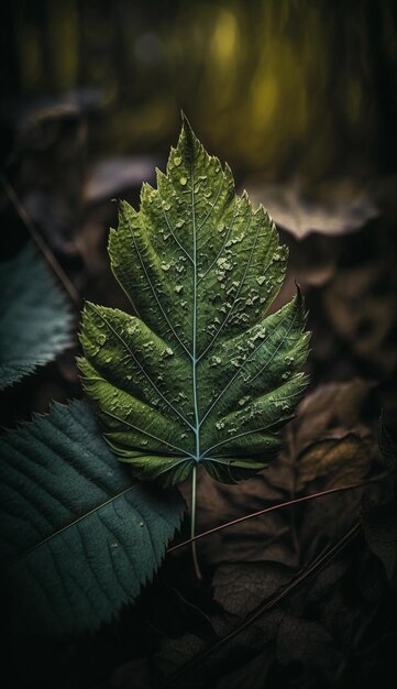 A leaf that has the word autumn on it