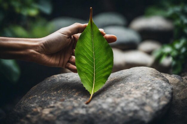 Photo a leaf that has the word  im on it