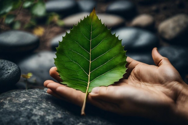 a leaf that has the word  on it