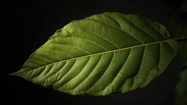 A leaf that has the word pomegranate on it