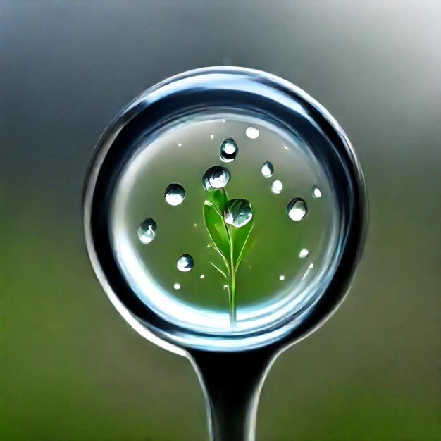 Foto una foglia che è in un bicchiere con gocce d'acqua su di esso