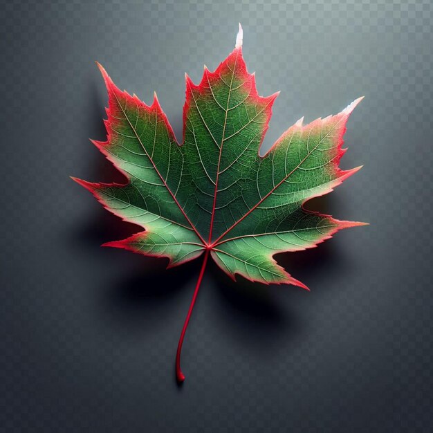 a leaf that is on a black background