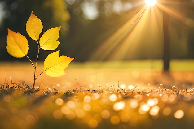 A leaf that is growing in the grass