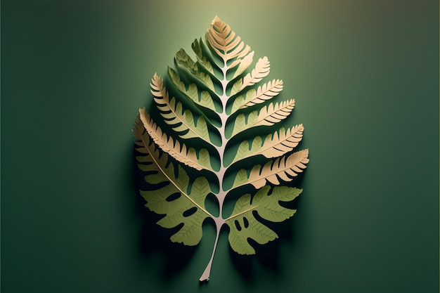 Photo a leaf that is made from paper that is green and has the word fern on it.