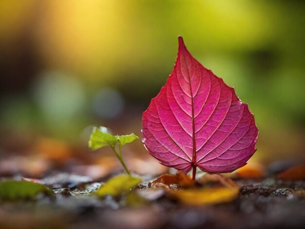 Photo a leaf that is orange and green with the word a on it