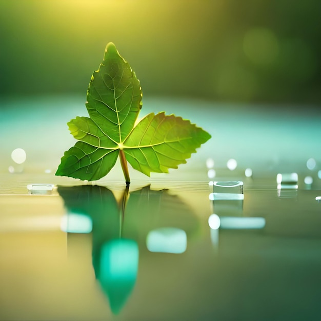 A leaf that is on a wet surface