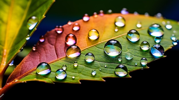 Photo leaf and water drops detail