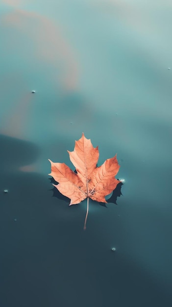 A leaf in the water is floating in the water