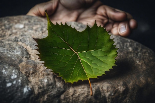 a leaf with a black background and a dark background