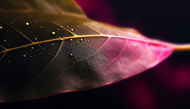 Photo a leaf with drops of water on it