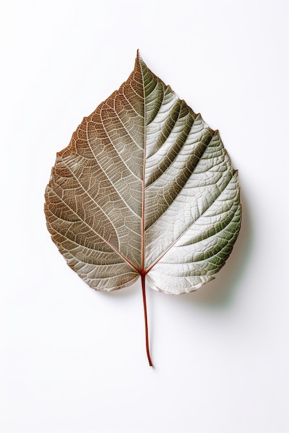 A leaf with a red line on it