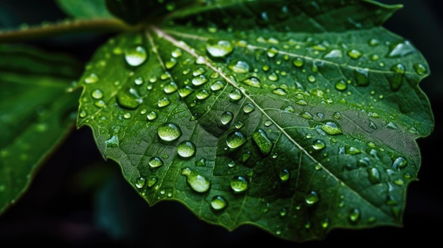 물방울이 맺힌 나뭇잎