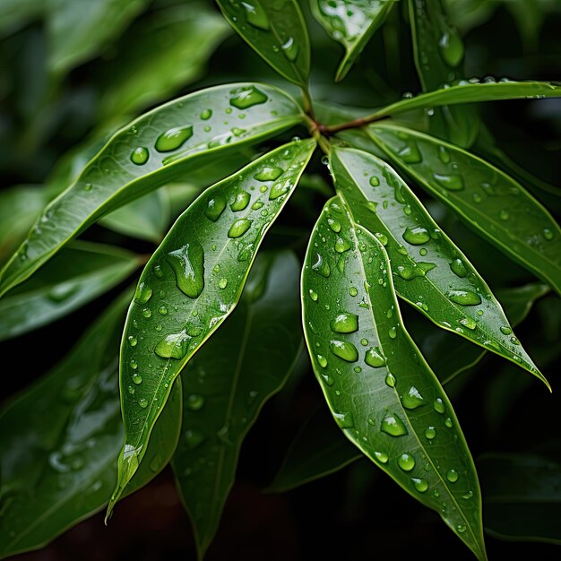 A leaf with water drops on it