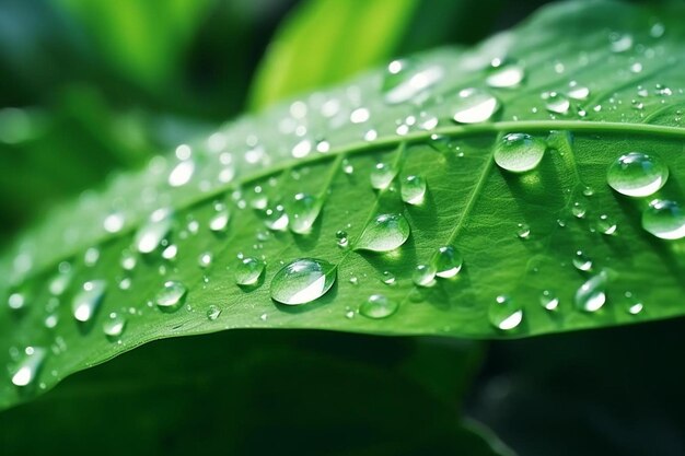 Photo a leaf with water drops on it