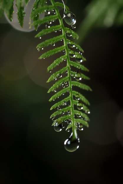 A leaf with water drops on it