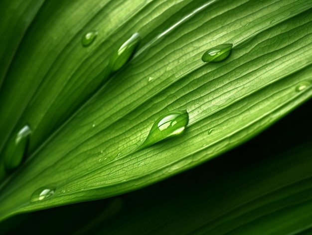 A leaf with water drops on it