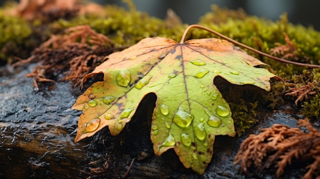 Leaf with waterdrops