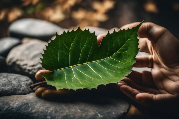 a leaf with the word quot im holding it in the hands