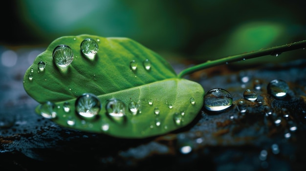 「雨」と書かれた葉っぱ