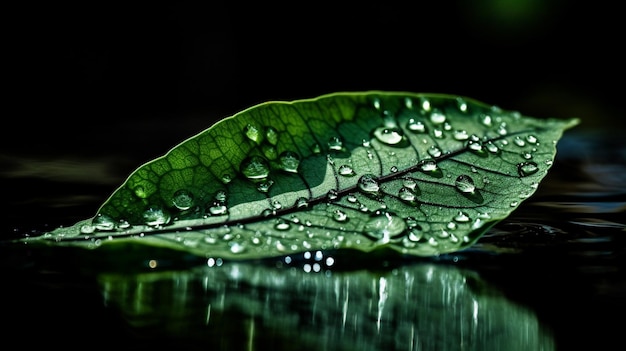 A leaf with the word rain on it