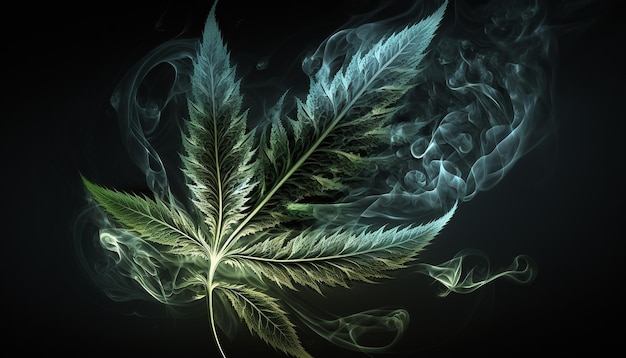 Leafy cannabis leaves Generative AI