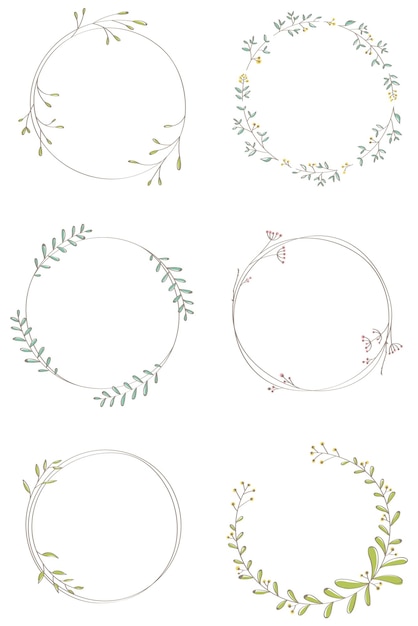 leafy doodle sticker design element set