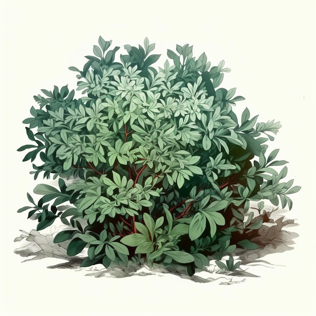 Leafy Green Bush Drawing