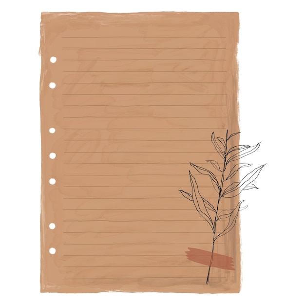 Leafy note paper png sticker stationery doodle transparent background
