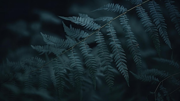 A leafy plant with a black background