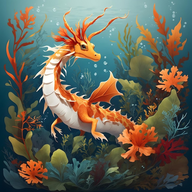 Leafy sea dragon illustration Ai Generative